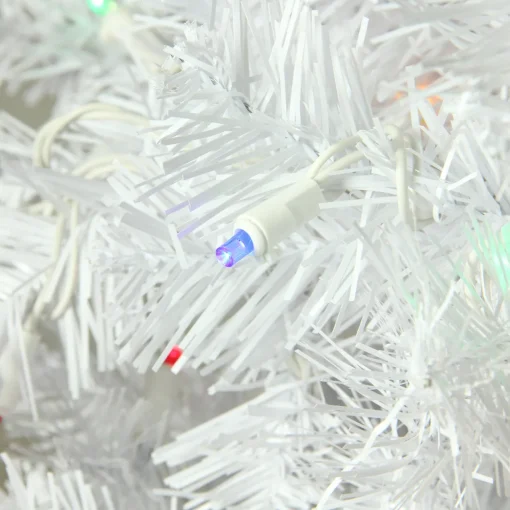 6.5' Pre-Lit Pencil White Winston Pine Artificial Christmas Tree - Multi LED Lights Pre-Lit