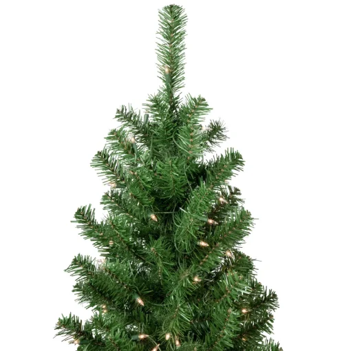 16' Pre-Lit Pendleton Spruce Slim Artificial Christmas Tree, Clear Lights Commercial