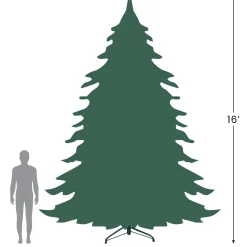 16' Pre-Lit Pendleton Spruce Slim Artificial Christmas Tree, Clear Lights Commercial
