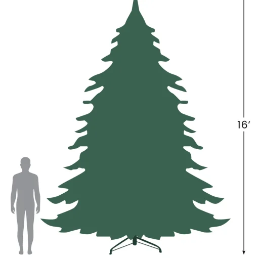 16' Pre-Lit Pendleton Spruce Slim Artificial Christmas Tree, Clear Lights Commercial