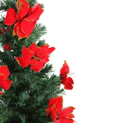 Discount 4' Pre-Lit Poinsettias Artificial Christmas Tree - Multicolor Lights Fiber Optic