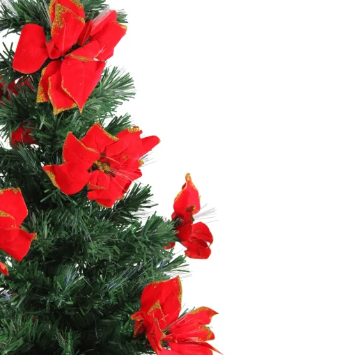 Discount 4' Pre-Lit Poinsettias Artificial Christmas Tree - Multicolor Lights Fiber Optic
