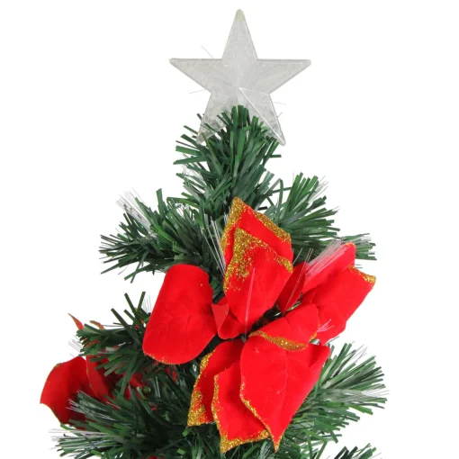 Discount 4' Pre-Lit Poinsettias Artificial Christmas Tree - Multicolor Lights Fiber Optic