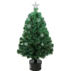 4' Pre-Lit Potted Fiber Optic Artificial Christmas Tree with Stars - Multicolor Lights Fiber Optic