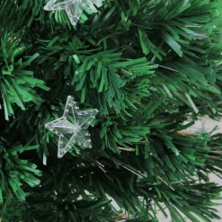 4' Pre-Lit Potted Fiber Optic Artificial Christmas Tree with Stars - Multicolor Lights Fiber Optic