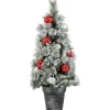 Outlet 3' Pre-Lit Potted Snowy Bristle Pine Artificial Christmas Tree, Warm White LED Lights Potted