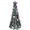 Hot 6' Pre-Lit Purple and Silver Pre-Decorated Pop-Up Artificial Christmas Tree, Clear Lights Pop Up
