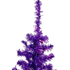 Discount 6' Pre-Lit Purple Artificial Tinsel Christmas Tree, Clear Lights Colorful