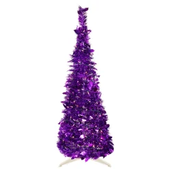 Online 6' Pre-Lit Purple Tinsel Pop-Up Artificial Christmas Tree, Clear Lights Pop Up