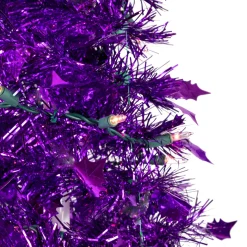 Online 6' Pre-Lit Purple Tinsel Pop-Up Artificial Christmas Tree, Clear Lights Pop Up