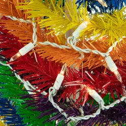 Hot 6' Pre-Lit Rainbow Tinsel Pop-Up Artificial Christmas Tree, Clear Lights Pop Up