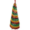 Hot 4' Pre-Lit Rainbow Tinsel Pop-Up Artificial Christmas Tree, Clear Lights Pop Up