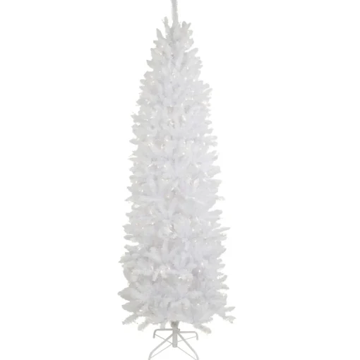 Discount 9' Pre-Lit Rapids White Pine Pencil Artificial Christmas Tree, Clear Lights Colorful
