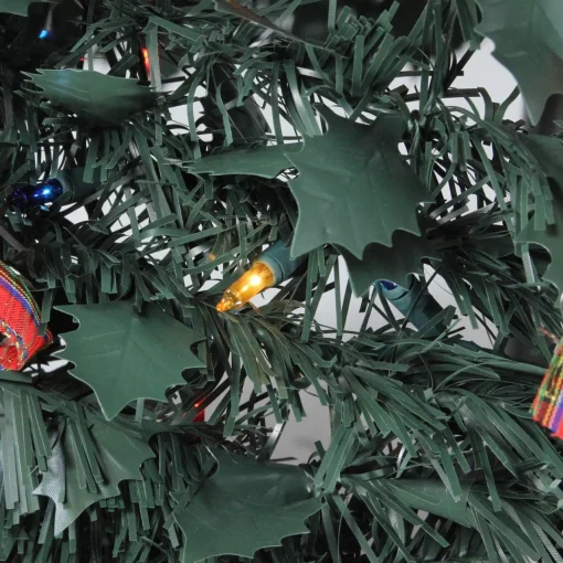 Clearance 6' Pre-Lit Red Plaid Pre-Decorated Pop-Up Artificial Christmas Tree, Multicolor Lights Pop Up