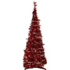 Sale 4' Pre-Lit Red Pop-Up Tinsel Christmas Tree, Clear Lights Pop Up