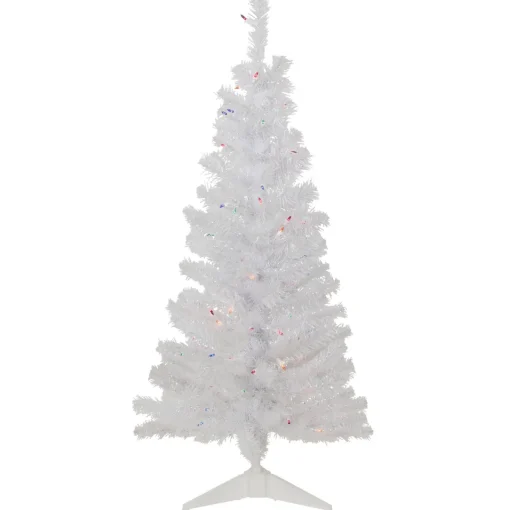 Discount 4' Pre-lit Rockport White Pine Artificial Christmas Tree, Multi Lights Colorful