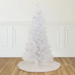 Discount 4' Pre-lit Rockport White Pine Artificial Christmas Tree, Multi Lights Colorful