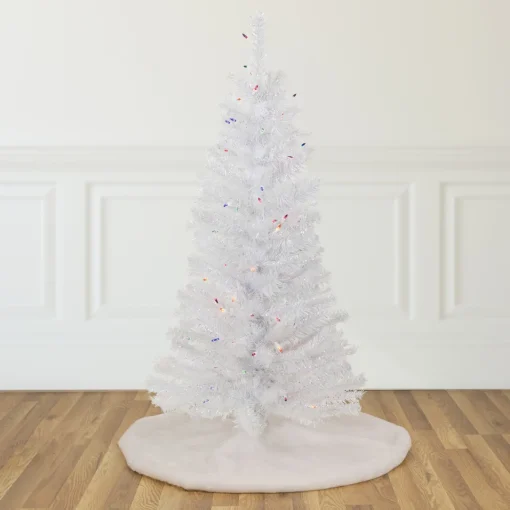 Discount 4' Pre-lit Rockport White Pine Artificial Christmas Tree, Multi Lights Colorful