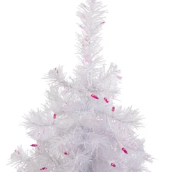 Clearance 2' Pre-lit Rockport White Pine Artificial Christmas Tree, Pink Lights Colorful