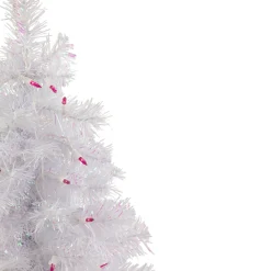 Clearance 2' Pre-lit Rockport White Pine Artificial Christmas Tree, Pink Lights Colorful