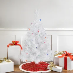 Best 2' Pre-lit Rockport White Pine Artificial Christmas Tree, Multi Lights Colorful