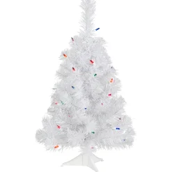 Best 2' Pre-lit Rockport White Pine Artificial Christmas Tree, Multi Lights Colorful