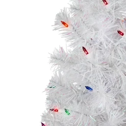 Best 2' Pre-lit Rockport White Pine Artificial Christmas Tree, Multi Lights Colorful