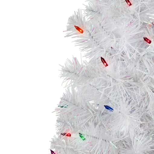 Best 2' Pre-lit Rockport White Pine Artificial Christmas Tree, Multi Lights Colorful