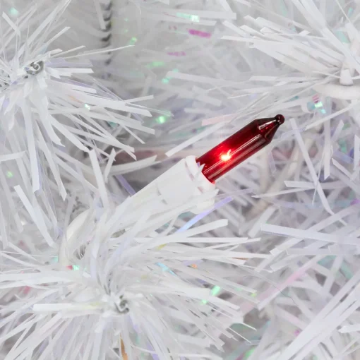 Best 2' Pre-lit Rockport White Pine Artificial Christmas Tree, Multi Lights Colorful