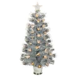 Hot 3' Pre-Lit Silver Fiber Optic Artificial Christmas Tree, Warm White Lights Fiber Optic