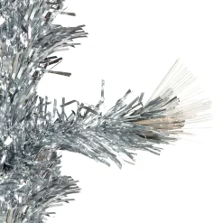 Hot 3' Pre-Lit Silver Fiber Optic Artificial Christmas Tree, Warm White Lights Fiber Optic