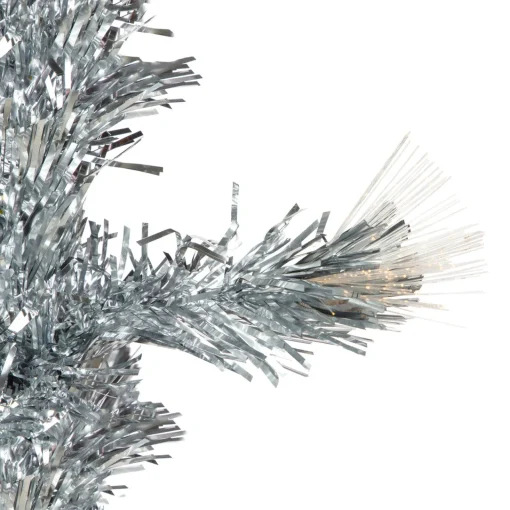 Hot 3' Pre-Lit Silver Fiber Optic Artificial Christmas Tree, Warm White Lights Fiber Optic