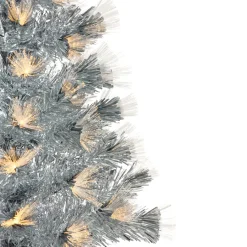 Hot 3' Pre-Lit Silver Fiber Optic Artificial Christmas Tree, Warm White Lights Fiber Optic