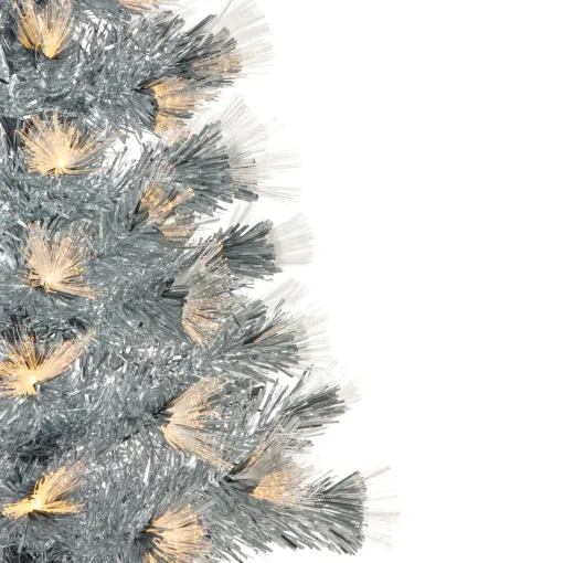 Hot 3' Pre-Lit Silver Fiber Optic Artificial Christmas Tree, Warm White Lights Fiber Optic
