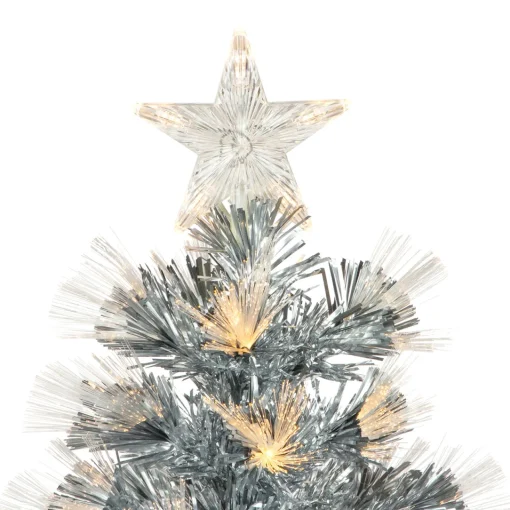 Hot 3' Pre-Lit Silver Fiber Optic Artificial Christmas Tree, Warm White Lights Fiber Optic