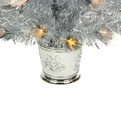 Hot 3' Pre-Lit Silver Fiber Optic Artificial Christmas Tree, Warm White Lights Fiber Optic