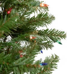 Best 6.5' Pre-Lit Silver Lake Fir Pencil Artificial Christmas Tree, Multi Lights Pre-Lit