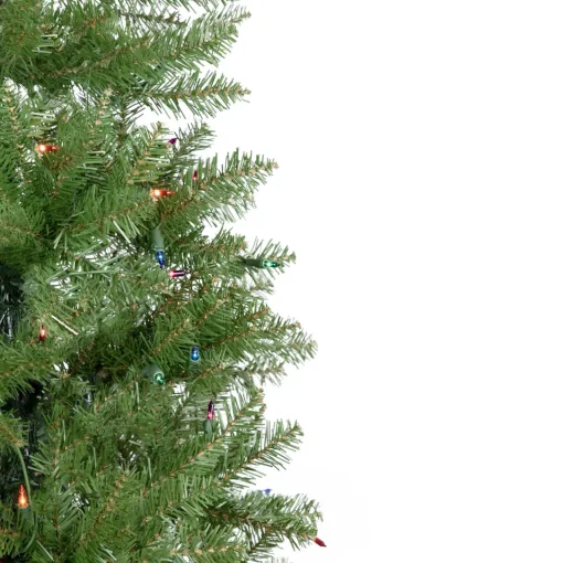 Best 6.5' Pre-Lit Silver Lake Fir Pencil Artificial Christmas Tree, Multi Lights Pre-Lit