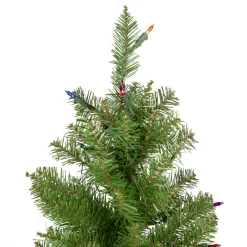 Best 6.5' Pre-Lit Silver Lake Fir Pencil Artificial Christmas Tree, Multi Lights Pre-Lit