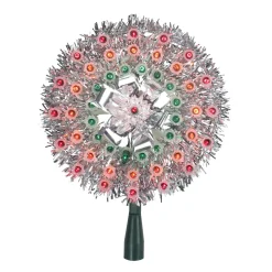 Hot 8" Pre-Lit Silver Starburst Christmas Tree Topper - Multicolor Lights Stars