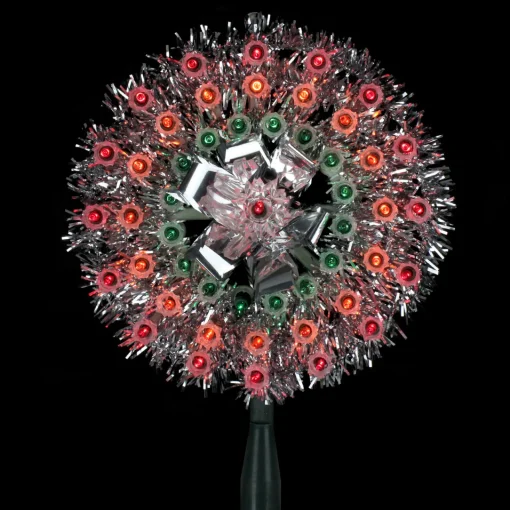 Hot 8" Pre-Lit Silver Starburst Christmas Tree Topper - Multicolor Lights Stars