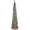 Best 6' Pre-Lit Silver Tinsel Pop-Up Artificial Christmas Tree - Warm White LED Lights Pop Up