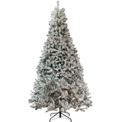Outlet 12' Pre-Lit Slim Pine Heavily Flocked Artificial Christmas Tree, Clear Lights Pre-Lit
