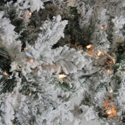 Outlet 12' Pre-Lit Slim Pine Heavily Flocked Artificial Christmas Tree, Clear Lights Pre-Lit