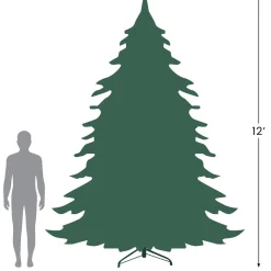 Outlet 12' Pre-Lit Slim Pine Heavily Flocked Artificial Christmas Tree, Clear Lights Pre-Lit