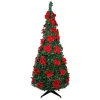 Hot 6' Pre-Lit Slim Pre-Decorated Poinsettia Pop-Up Artificial Christmas Tree Pop Up