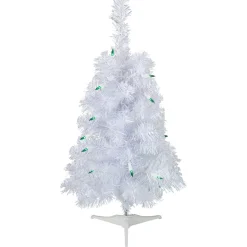 Online 2' Pre-Lit Slim White Artificial Christmas Tree - Green Lights Colorful