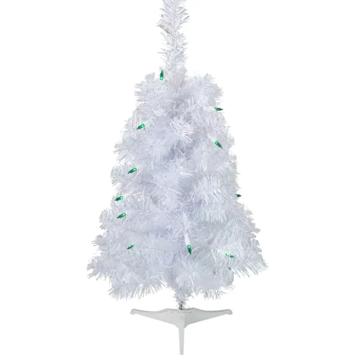 Online 2' Pre-Lit Slim White Artificial Christmas Tree - Green Lights Colorful