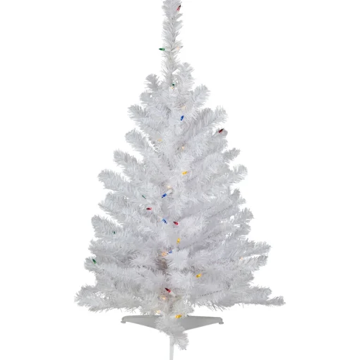 Hot 3' Pre-Lit Snow White Artificial Christmas Tree, Multi Lights Colorful