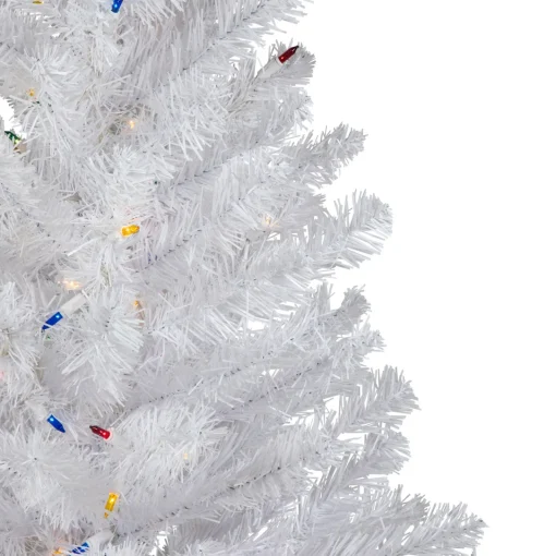 Hot 3' Pre-Lit Snow White Artificial Christmas Tree, Multi Lights Colorful